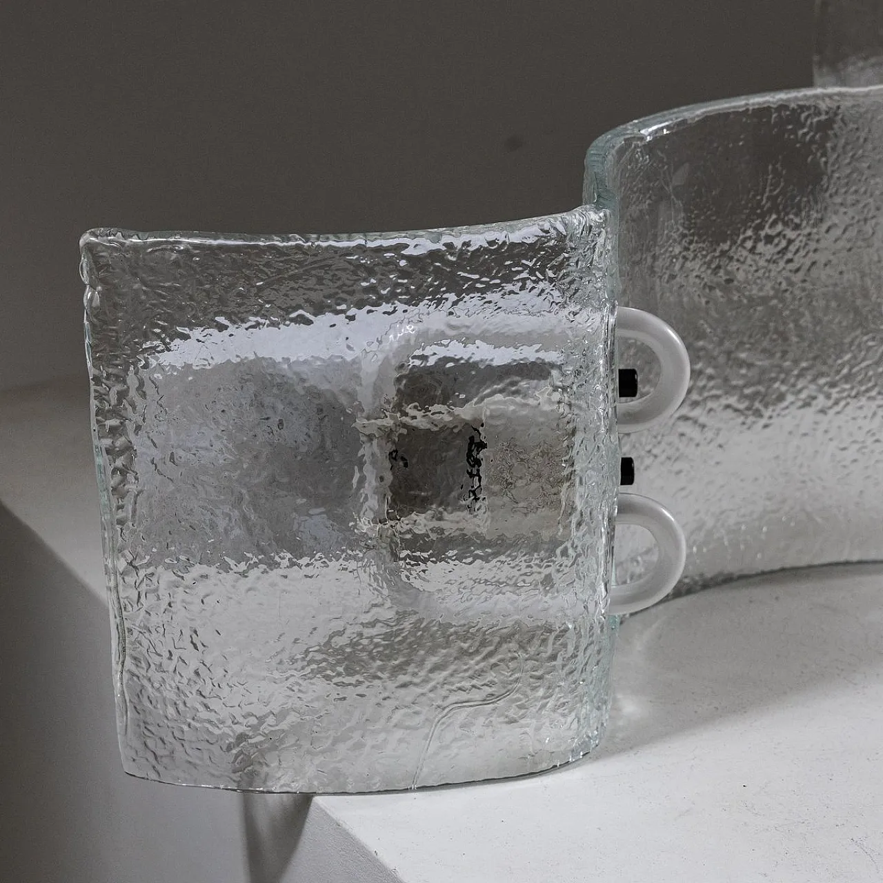 Pair of curved hammered glass wall lamps, 1970s 2