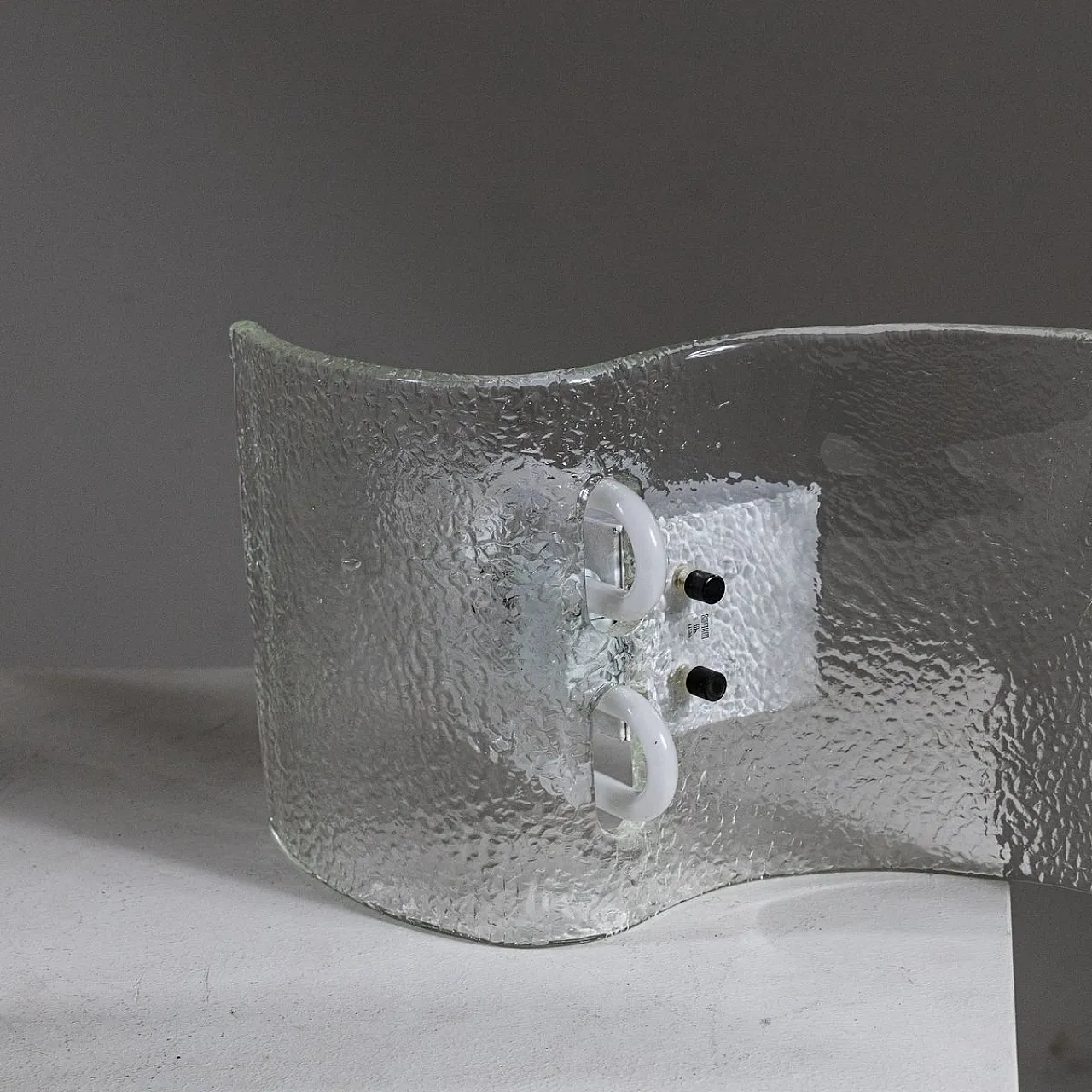 Pair of curved hammered glass wall lamps, 1970s 4