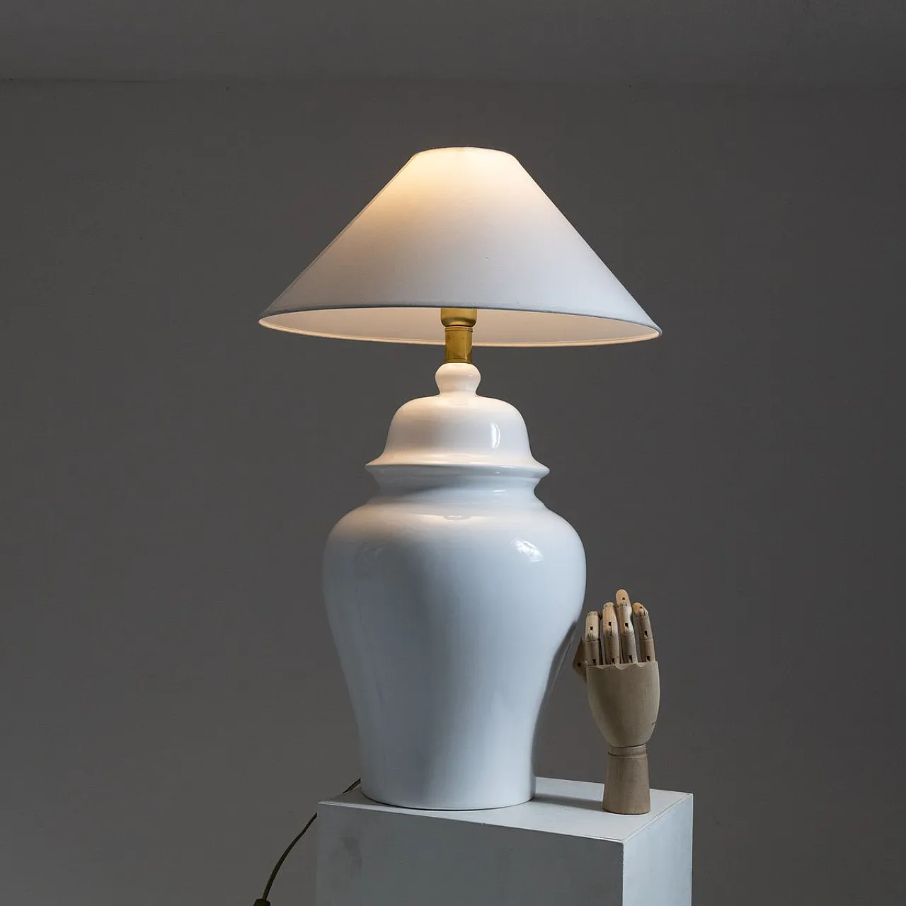 White table lamp by Tommaso Barbi, 1970s 7
