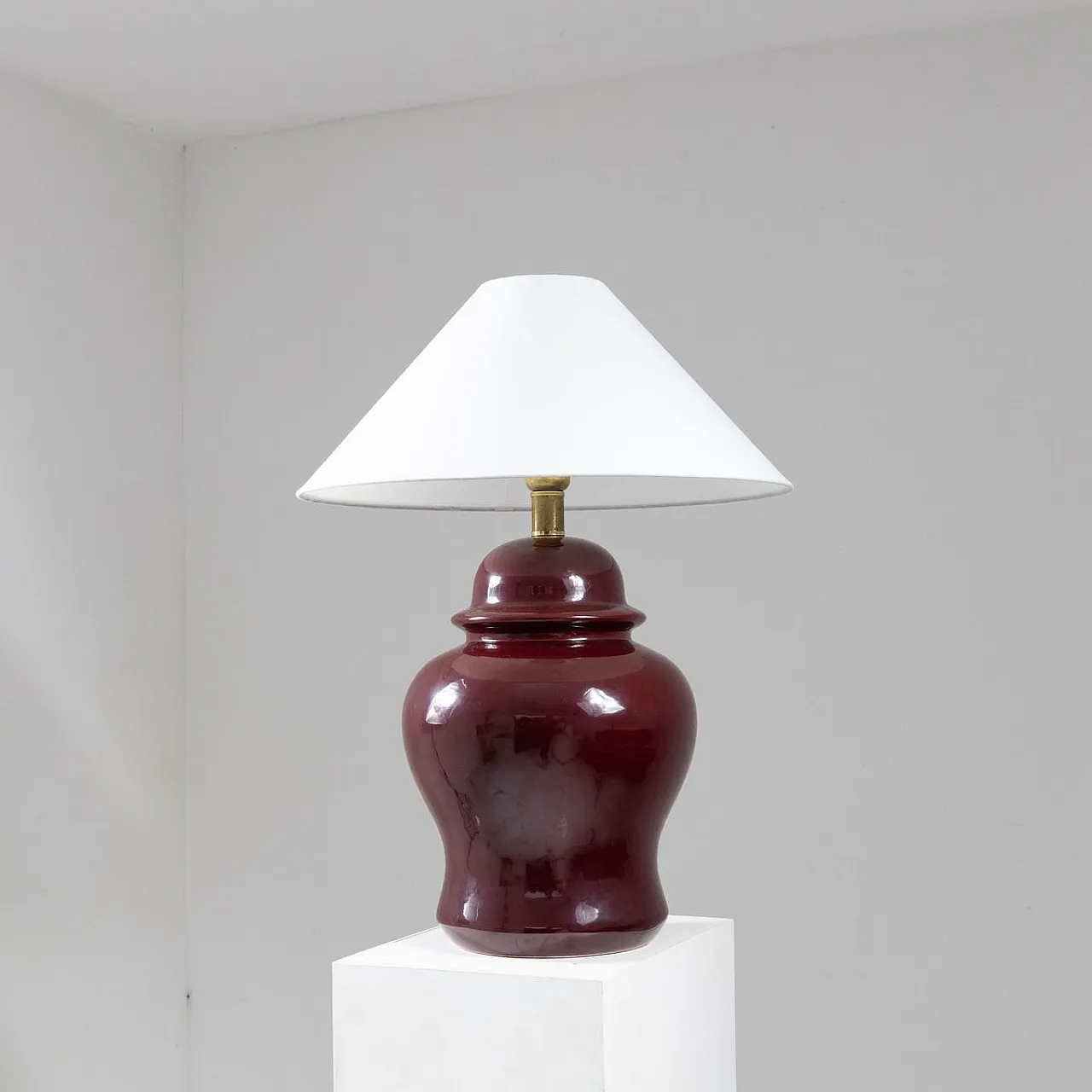 Red table lamp by Tommaso Barbi, 1970s 1
