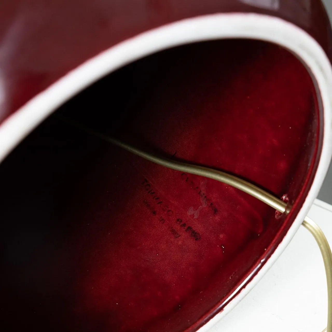 Red table lamp by Tommaso Barbi, 1970s 4