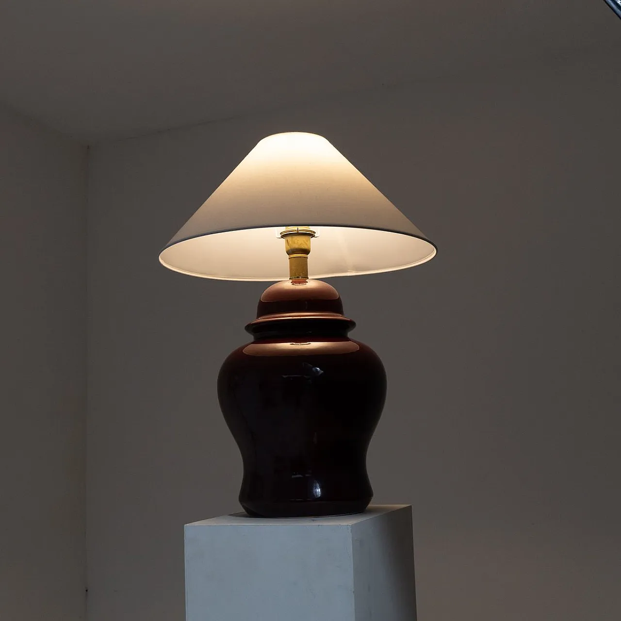 Red table lamp by Tommaso Barbi, 1970s 7