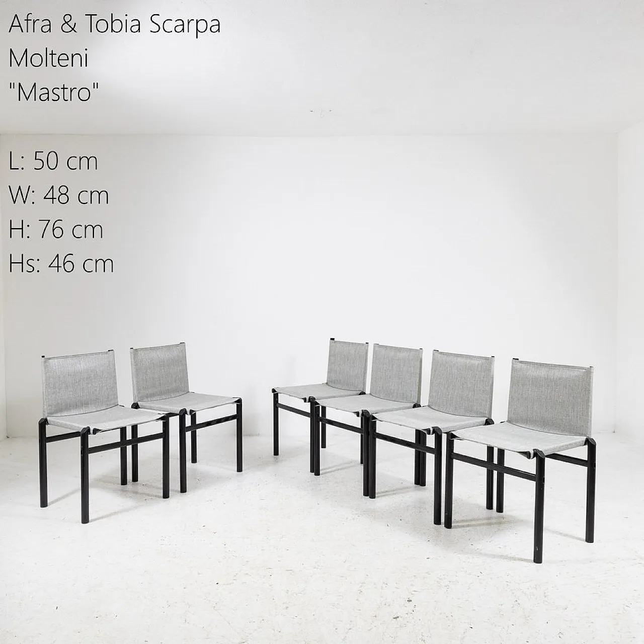 6 Master chairs by Afra Scarpa & Tobia Scarpa for Molteni, 1970s 1