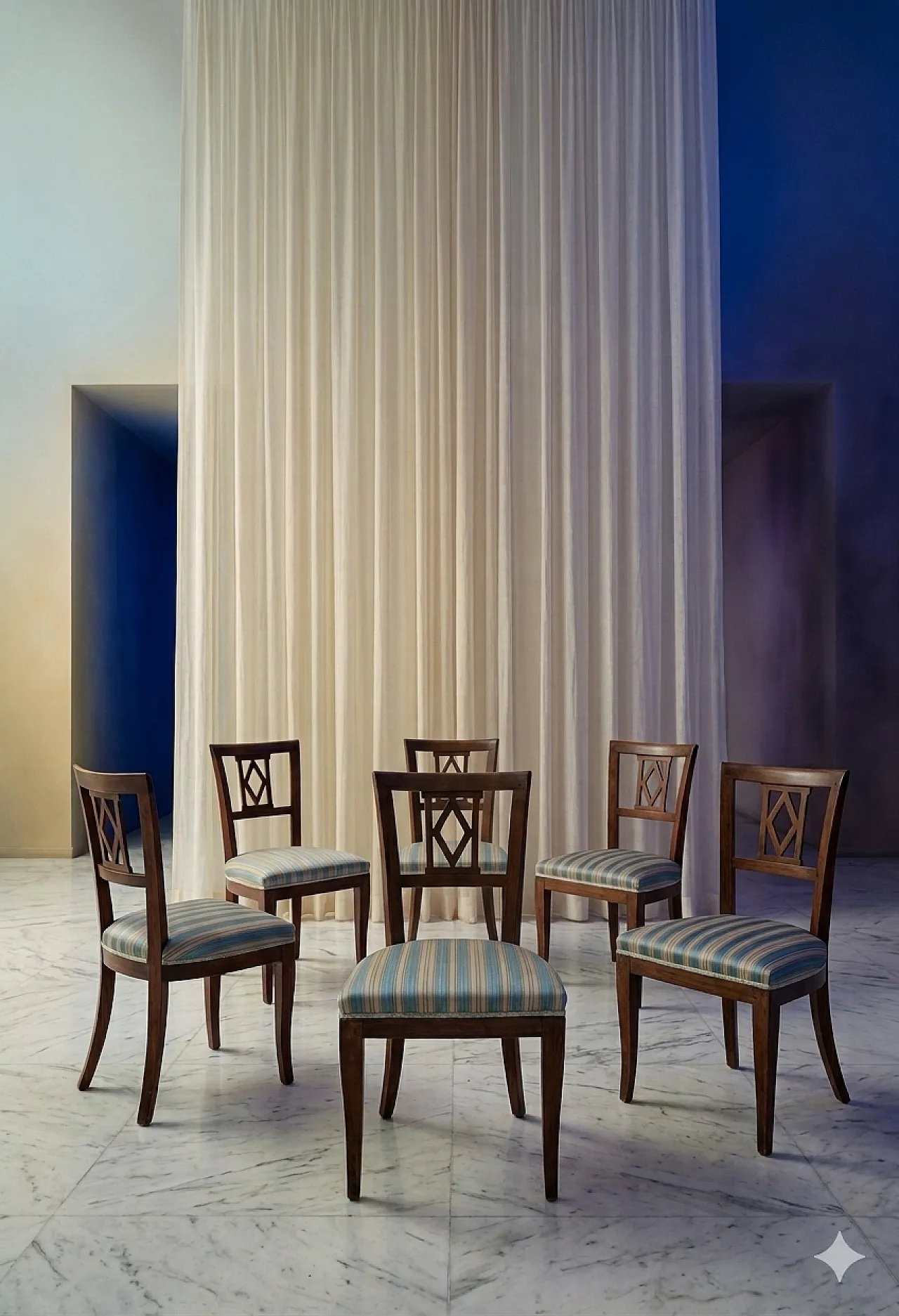 6 Biedermeier style chairs, 70s 6