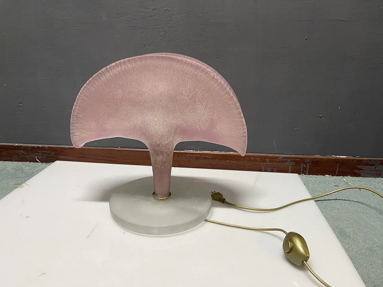 Pink Murano glass table lamp, 1980s 4