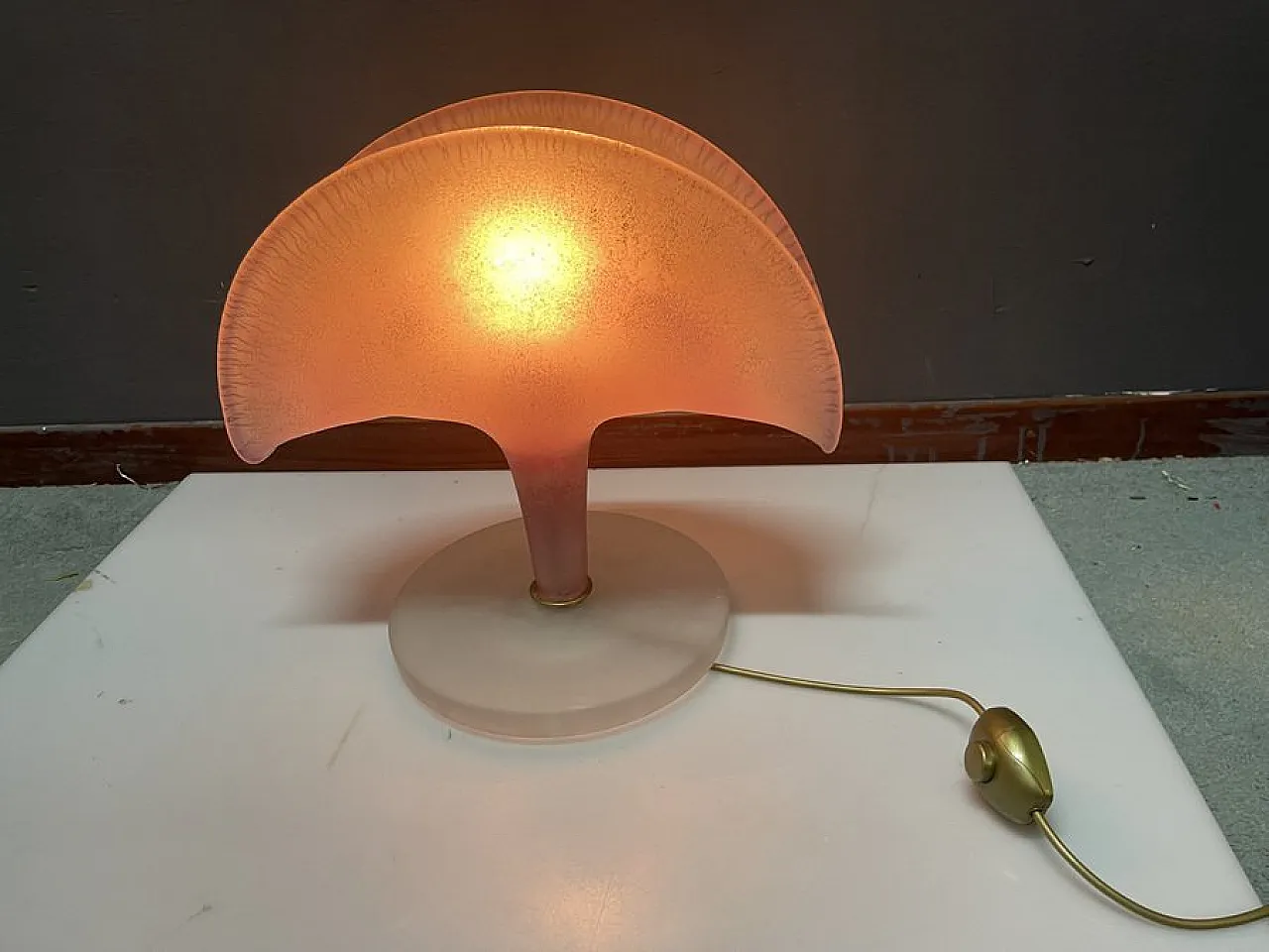 Pink Murano glass table lamp, 1980s 5