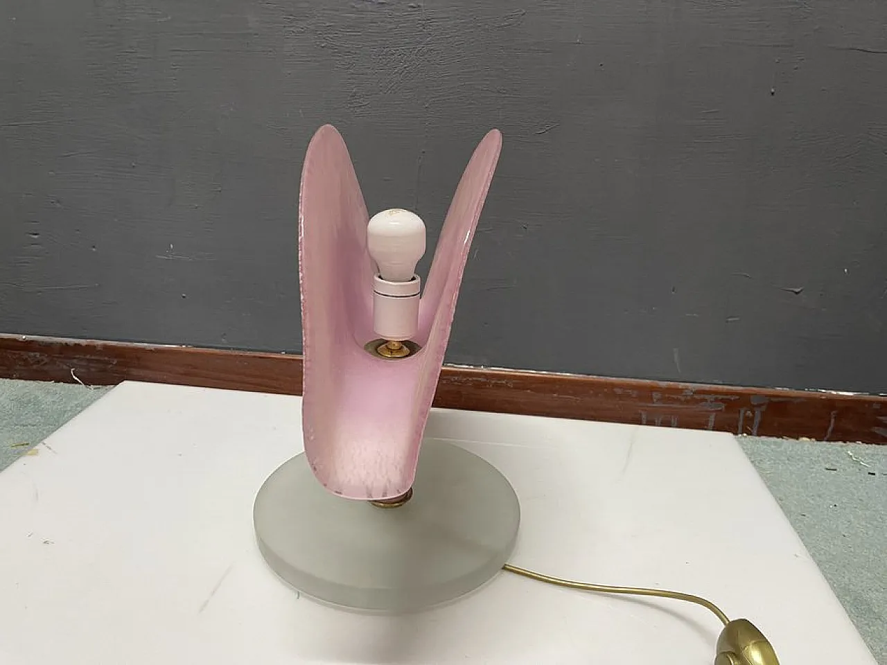 Pink Murano glass table lamp, 1980s 8
