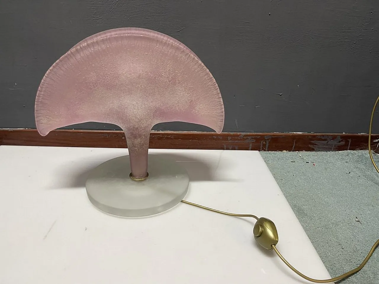 Pink Murano glass table lamp, 1980s 12