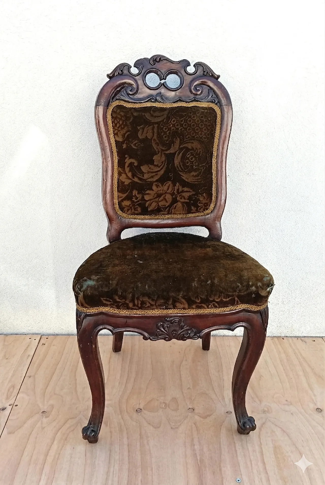 4 velvet chairs in the Louis XV style, 1960s 1