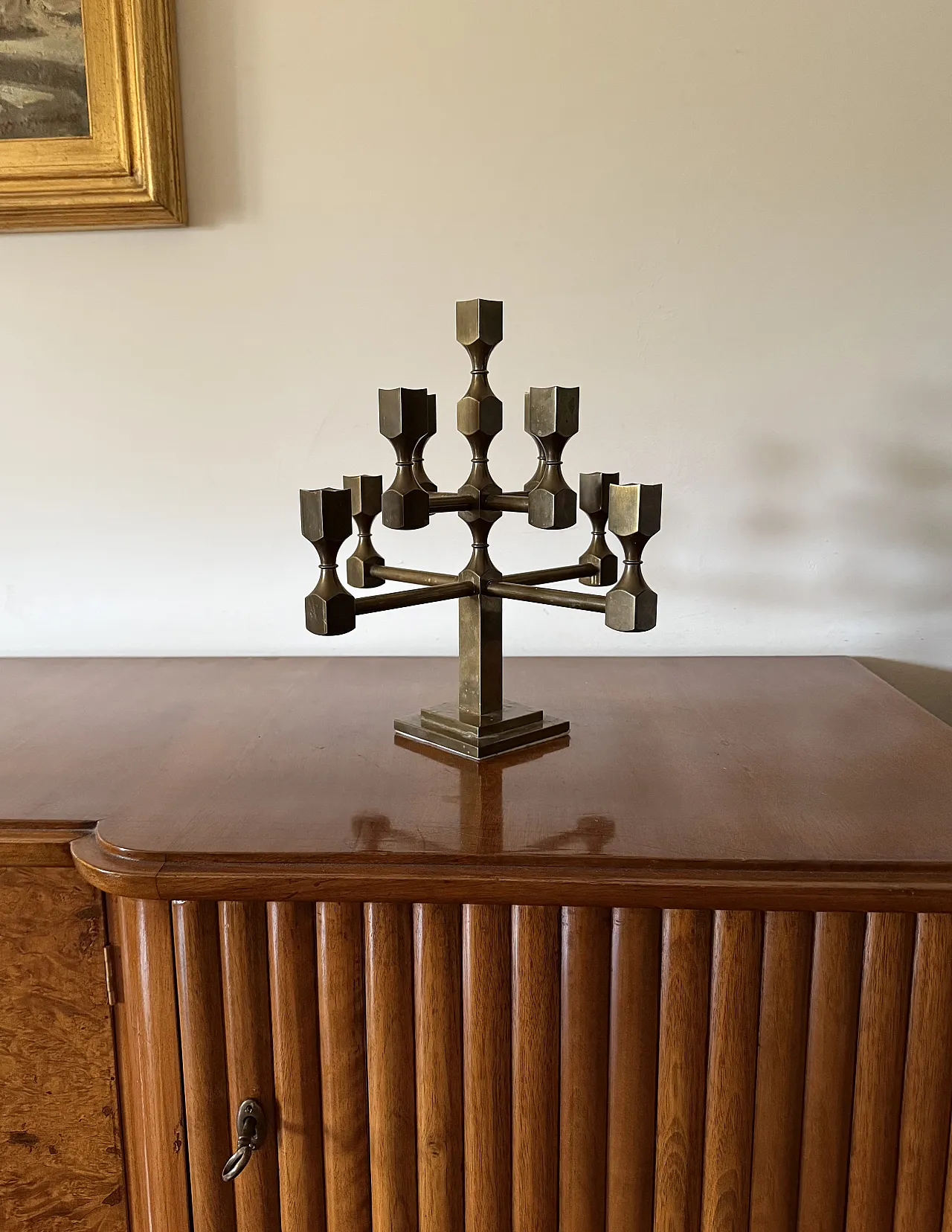 Sculptural brass candelabra, Lars Bergsten, Gusum, Sweden, 1992 3