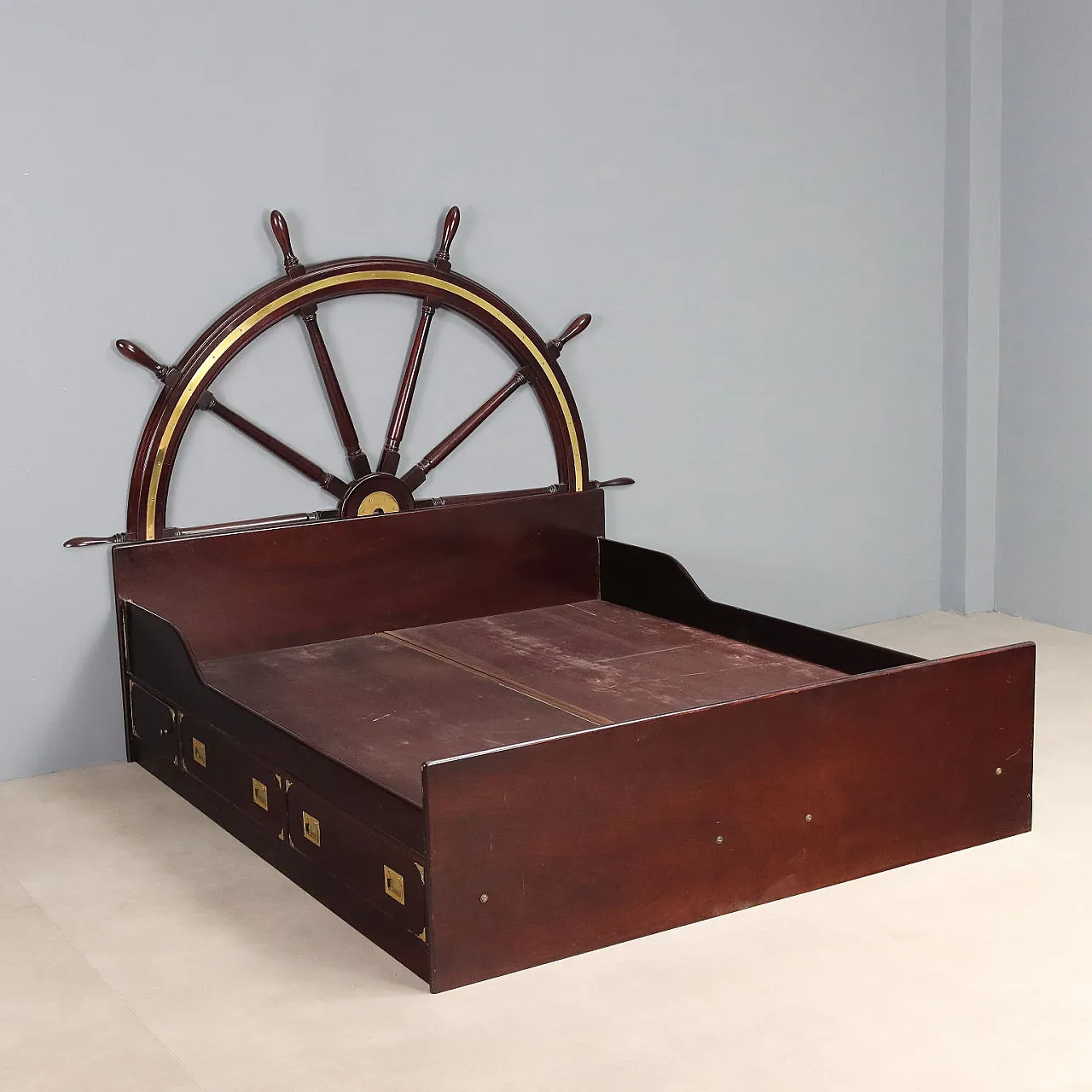 Letto matrimoniale in stile marina in legno, '900 1