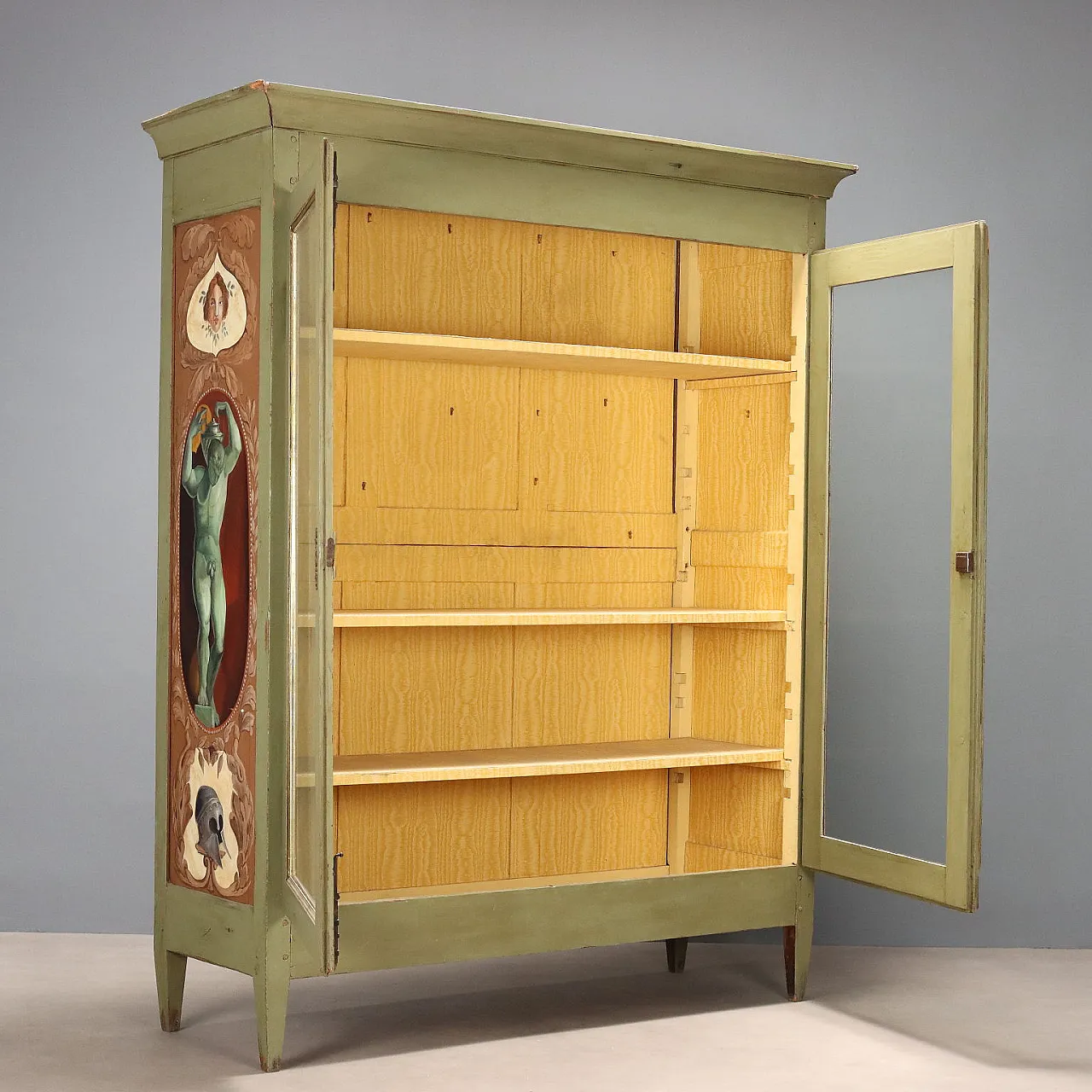 Armadio Direttorio in noce laccato e dipinto, '800 4