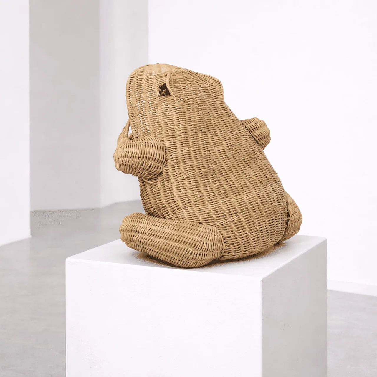 Frog-shaped magazine basket in woven rattan 3