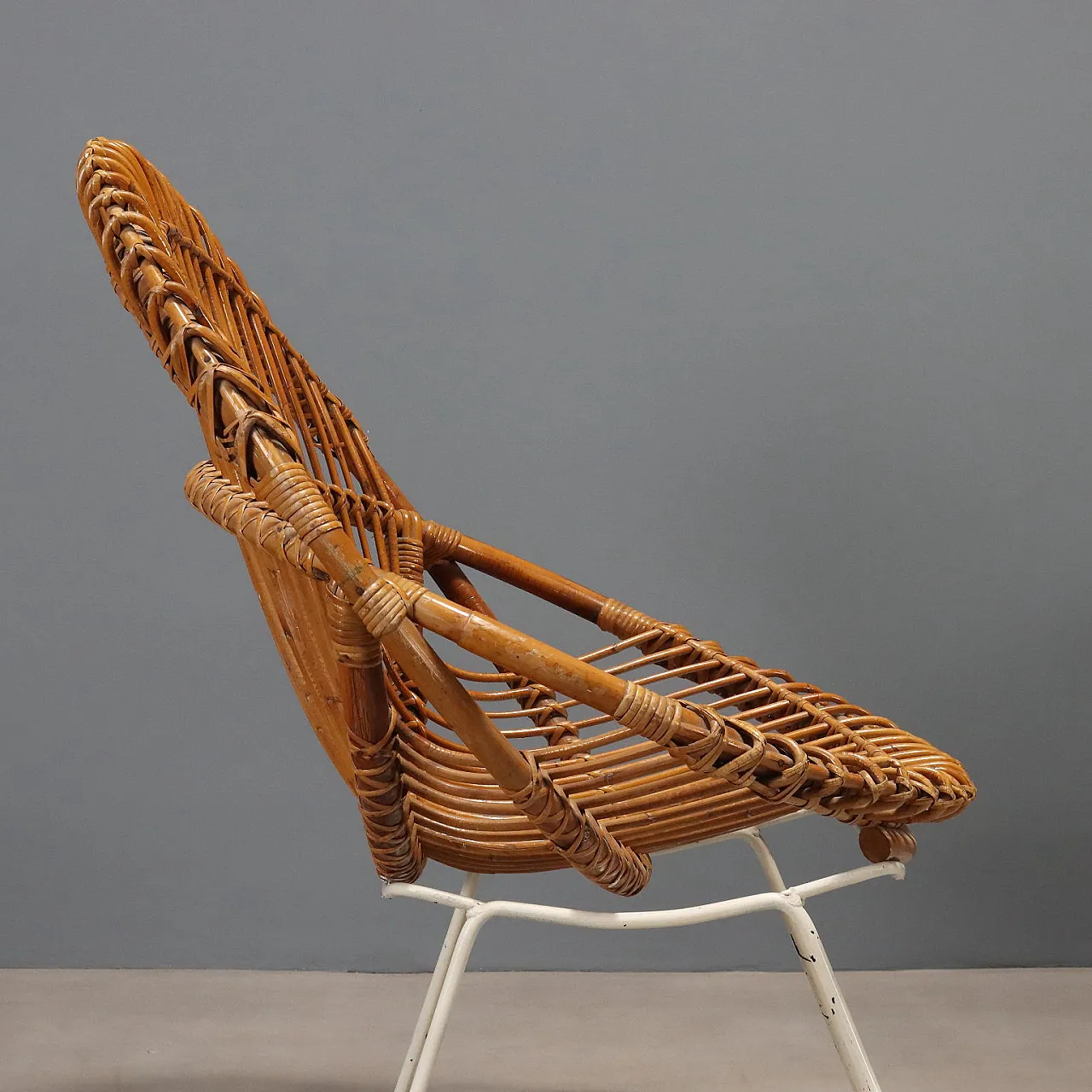 Pair of armchairs in wicker and bamboo, 1960s 4