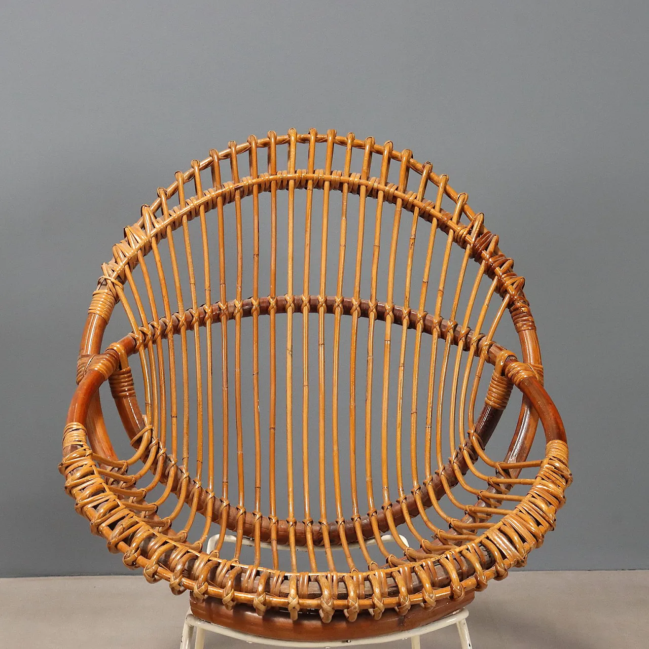 Pair of armchairs in wicker and bamboo, 1960s 5