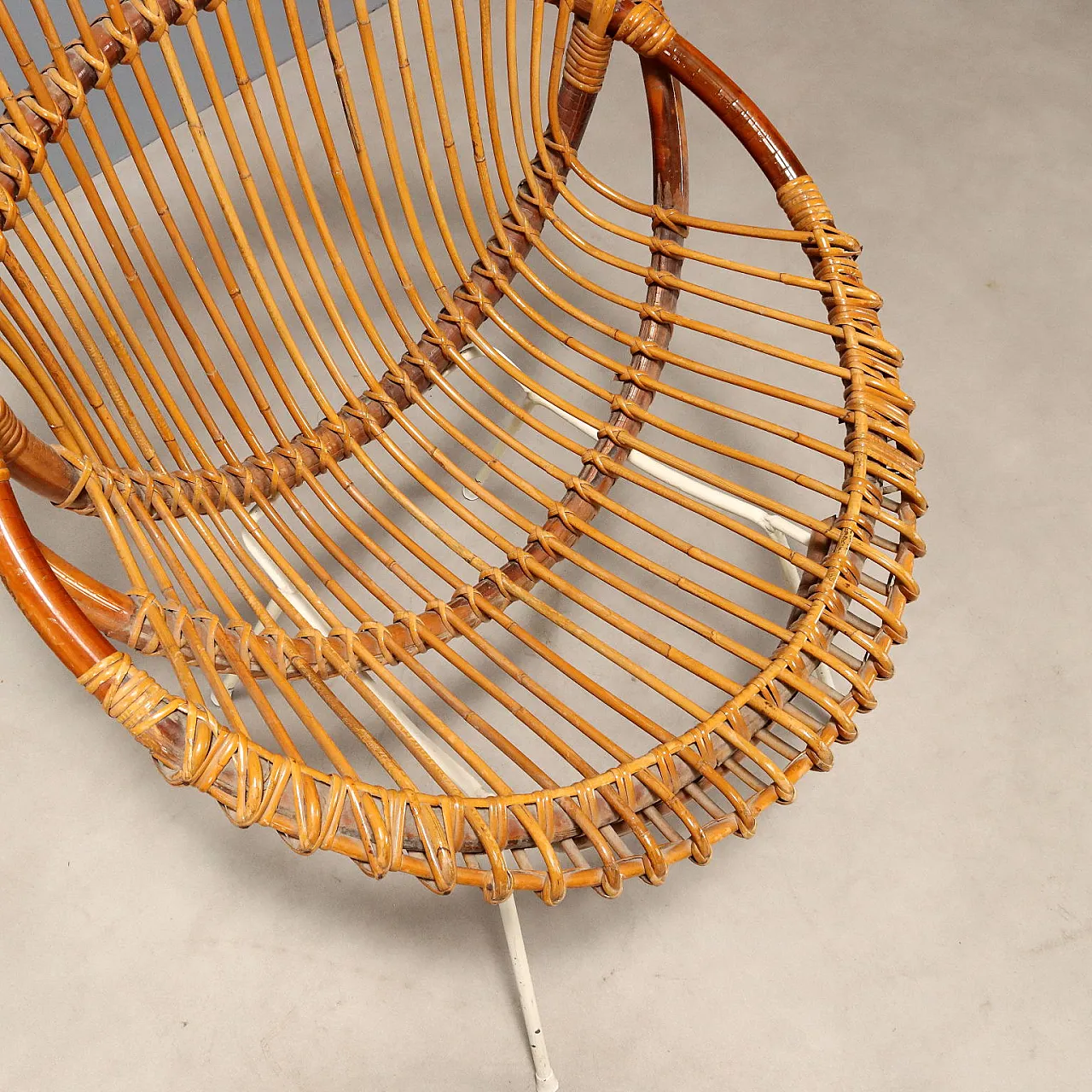 Pair of armchairs in wicker and bamboo, 1960s 6