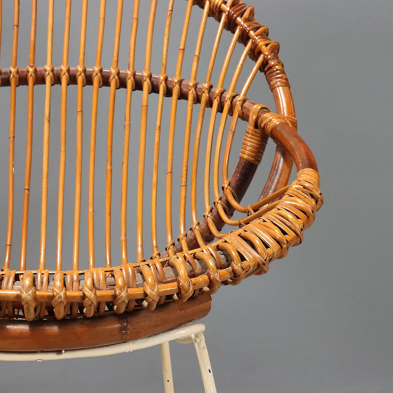 Pair of armchairs in wicker and bamboo, 1960s 7
