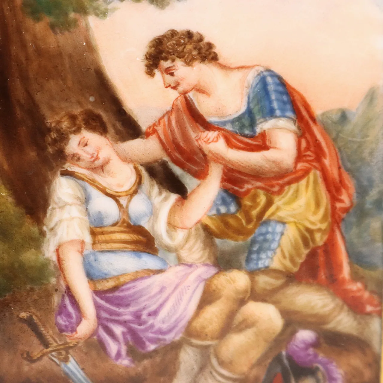 Bottiglia in porcellana con dipinti a scene mitologiche, '900 4