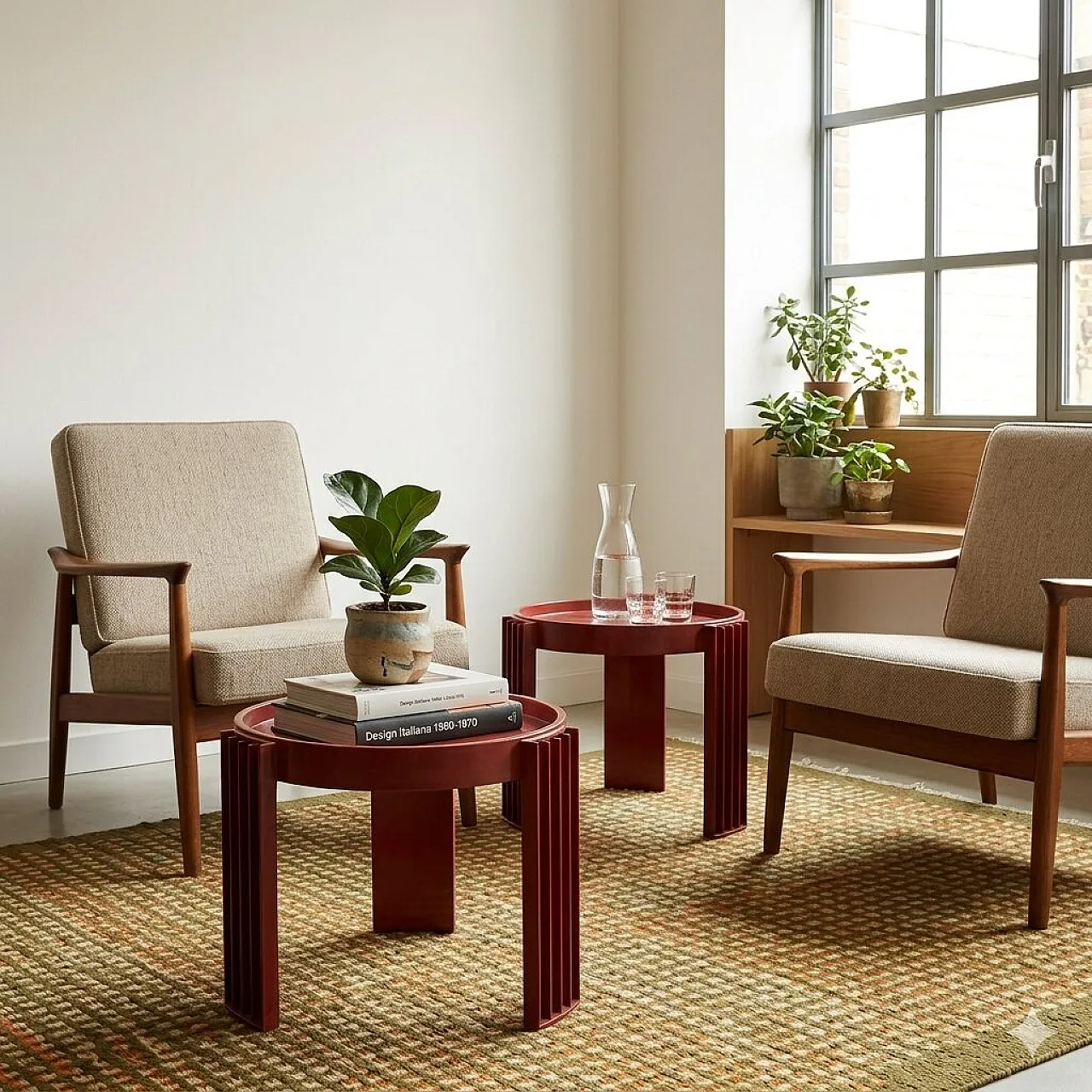 Pair of stackable plastic tables, 20th century 2