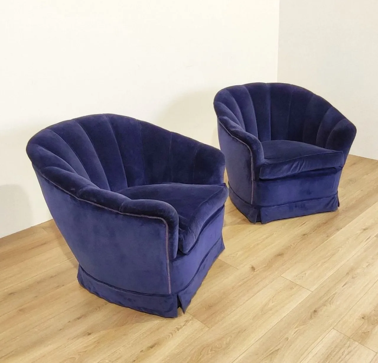 Pair of shell armchairs Giò Ponti style, 1950s 2