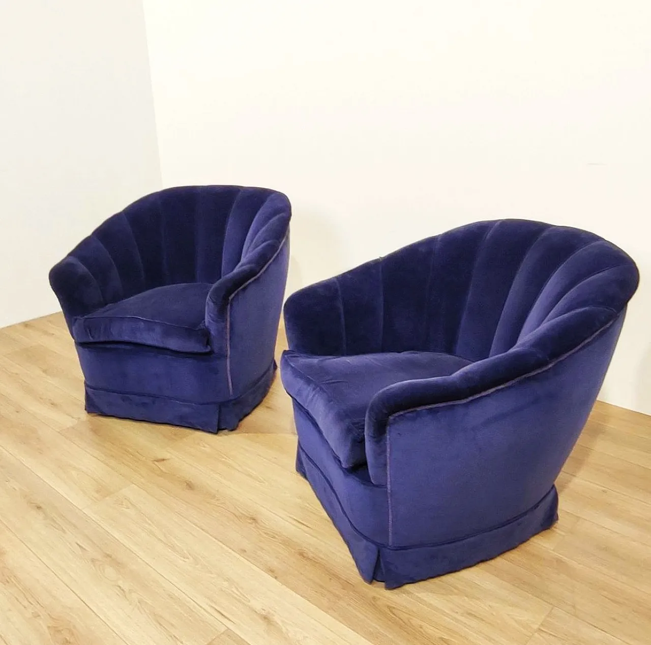 Pair of shell armchairs Giò Ponti style, 1950s 3