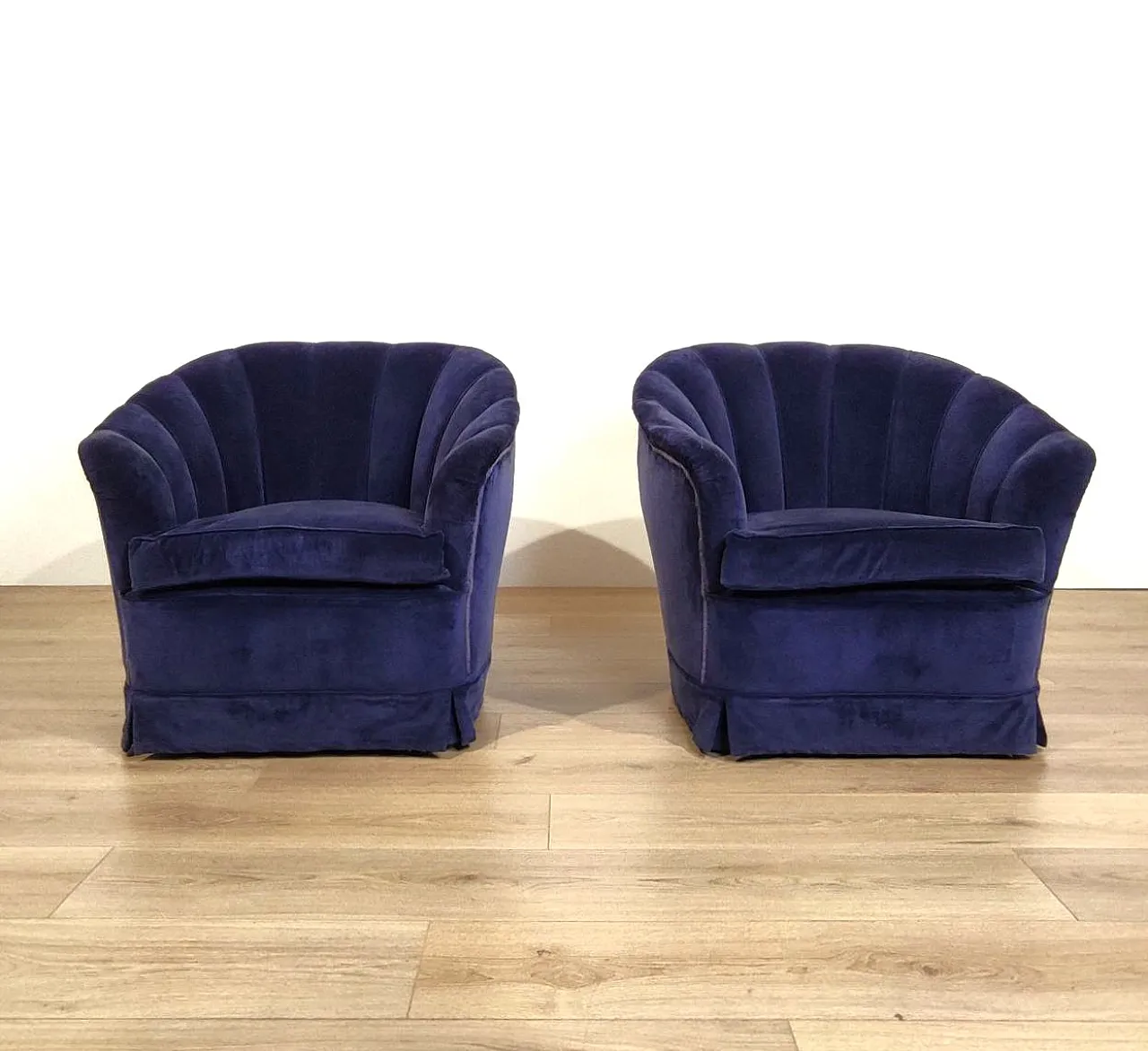 Pair of shell armchairs Giò Ponti style, 1950s 4
