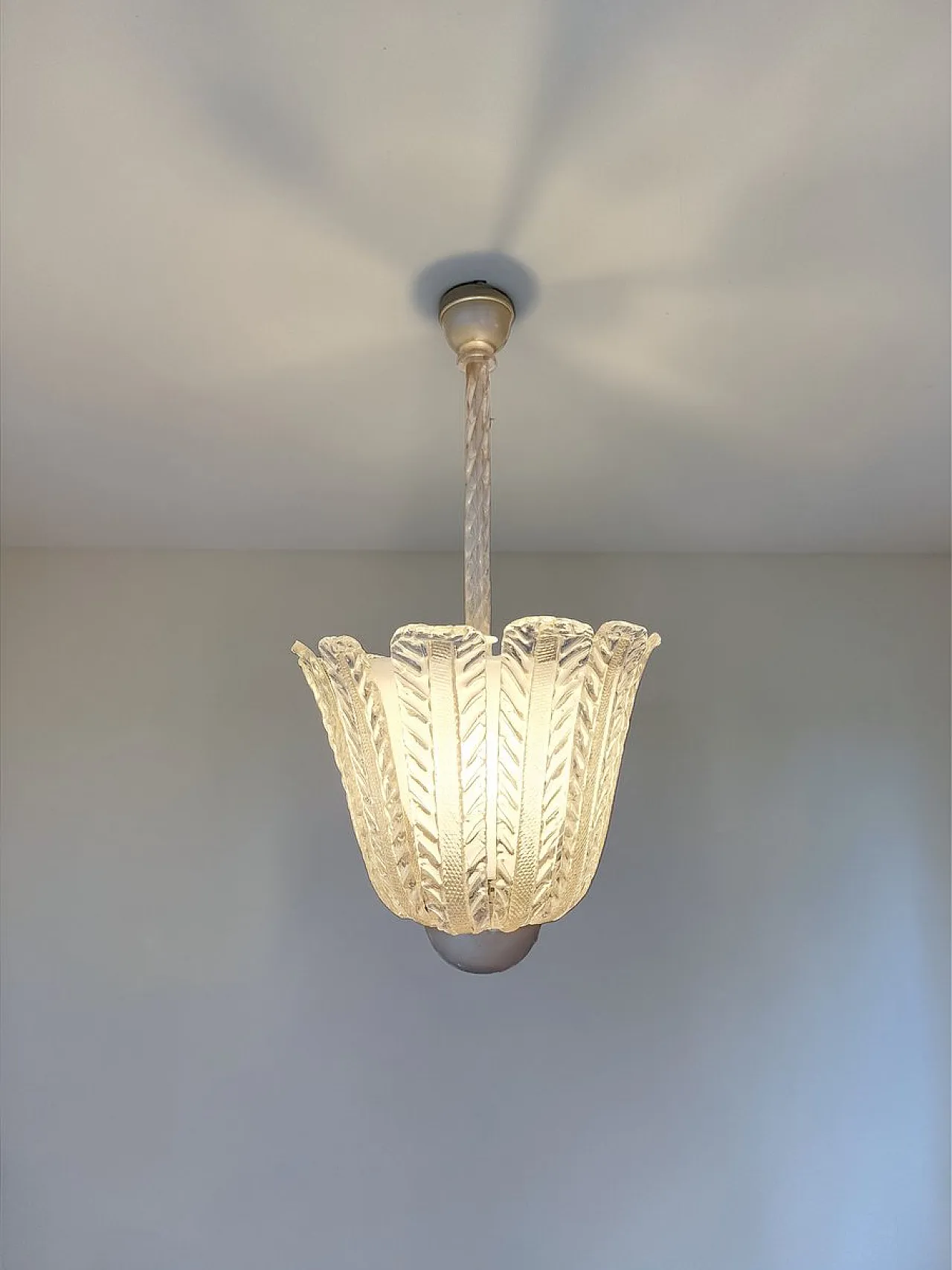 Lampada in vetro trasparente e dorato di Barovier & Toso, anni '40 2