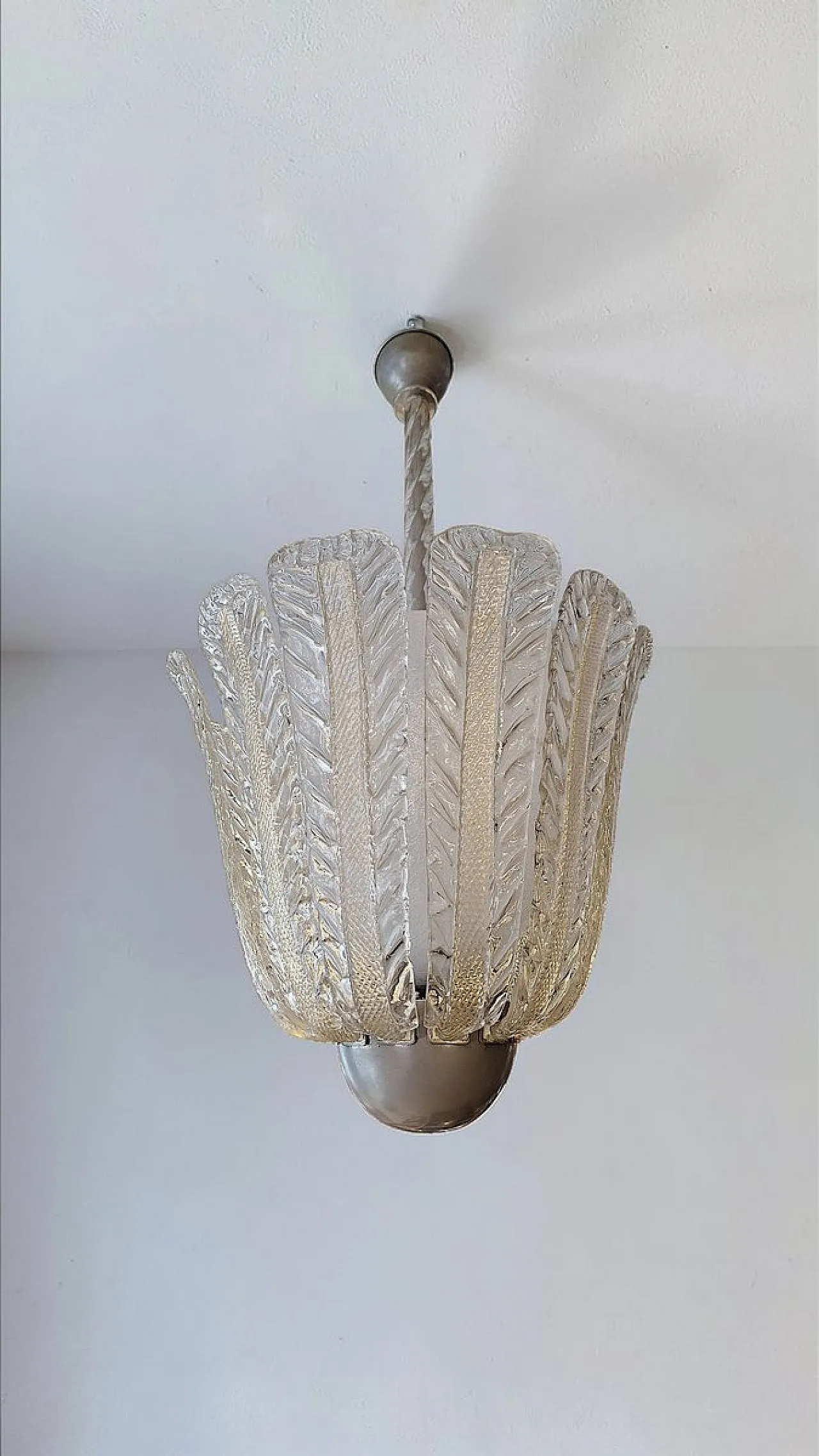 Lampada in vetro trasparente e dorato di Barovier & Toso, anni '40 3