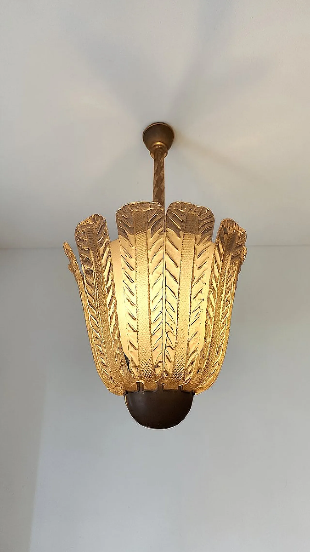 Lampada in vetro trasparente e dorato di Barovier & Toso, anni '40 4