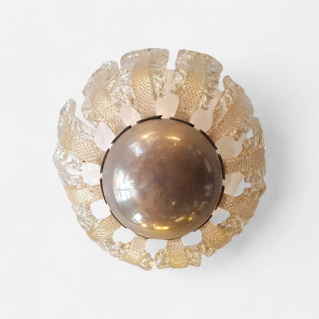 Lampada in vetro trasparente e dorato di Barovier & Toso, anni '40 5