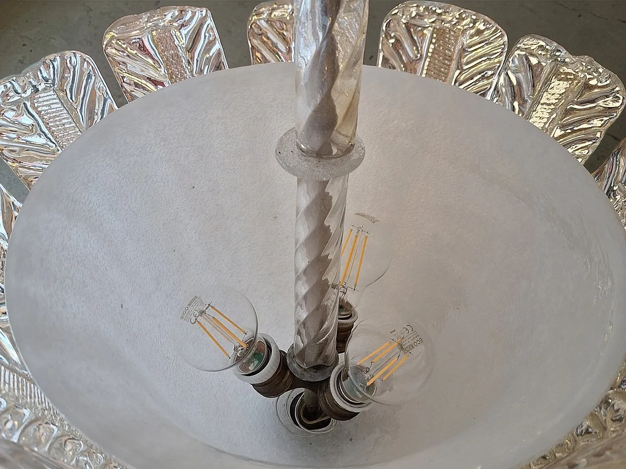 Lampada in vetro trasparente e dorato di Barovier & Toso, anni '40 6