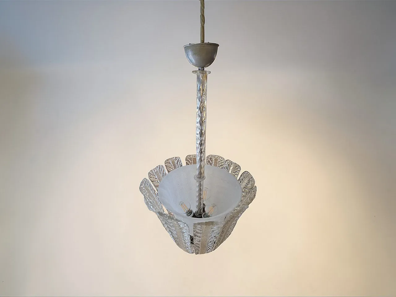 Lampada in vetro trasparente e dorato di Barovier & Toso, anni '40 7