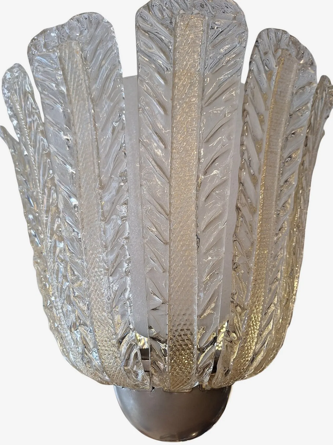 Lampada in vetro trasparente e dorato di Barovier & Toso, anni '40 9
