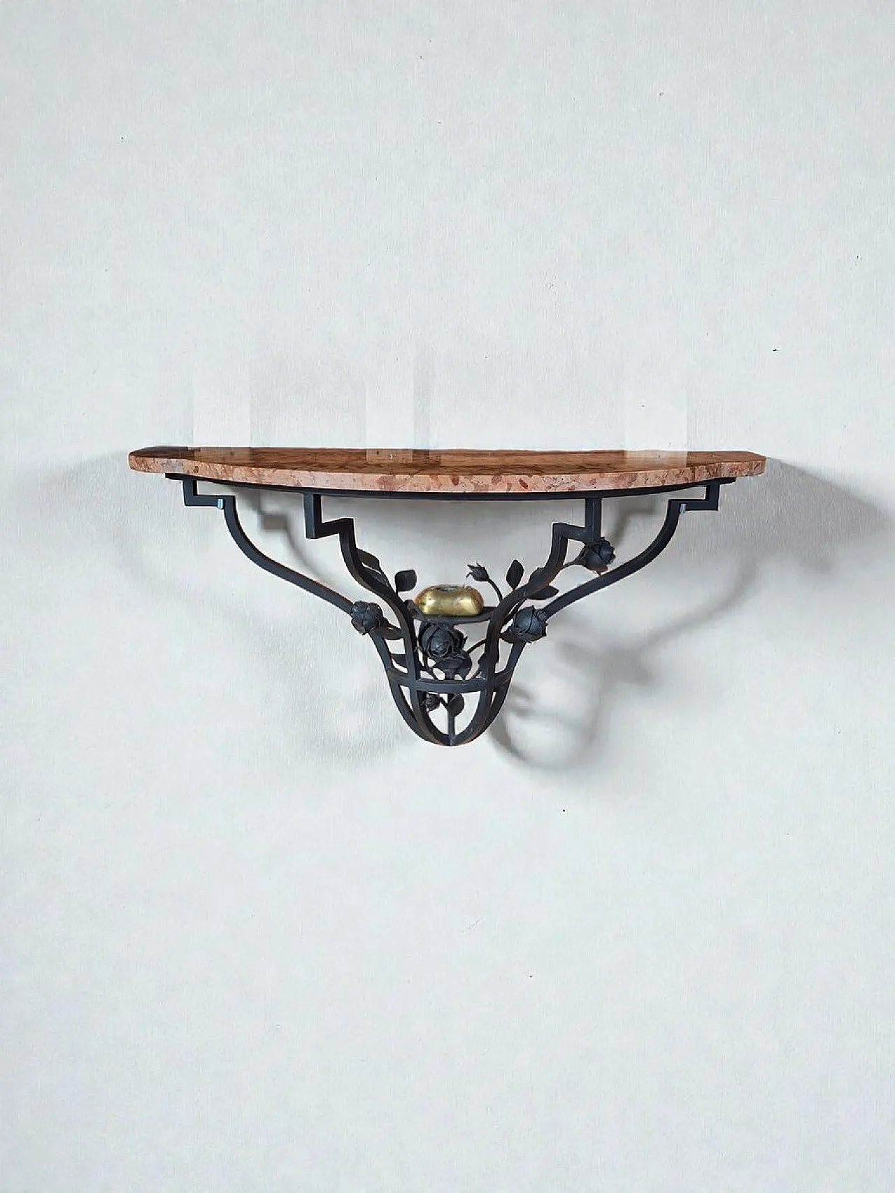 Hanging console table in metal and marble, 1960s 2