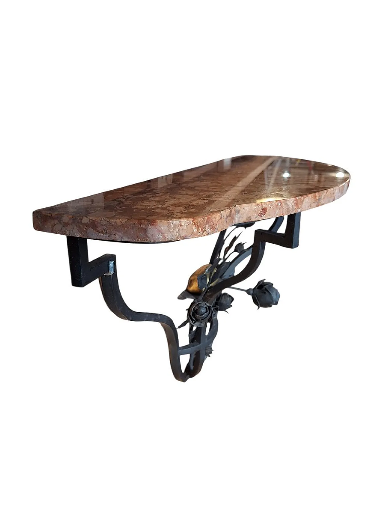 Hanging console table in metal and marble, 1960s 3