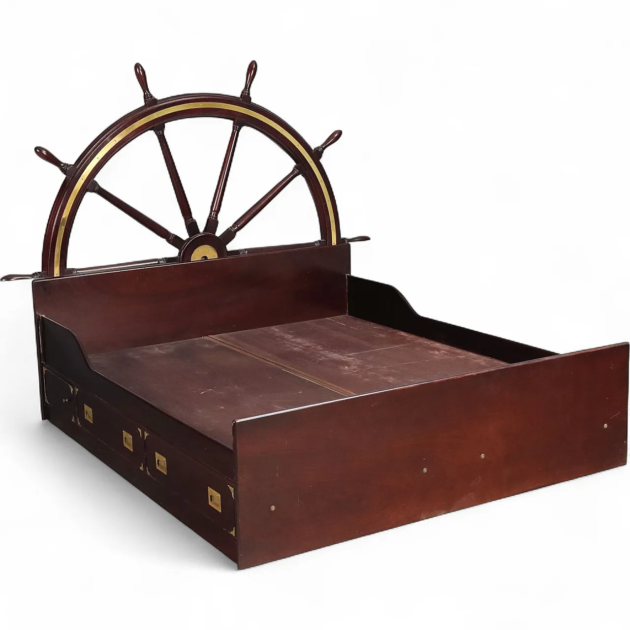 Letto matrimoniale in stile marina in legno, '900 11