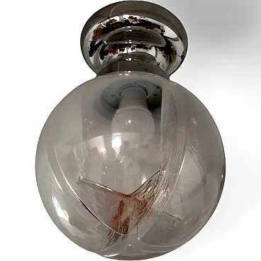 Chromed ceiling lamp in Murano blown glass, 1960s