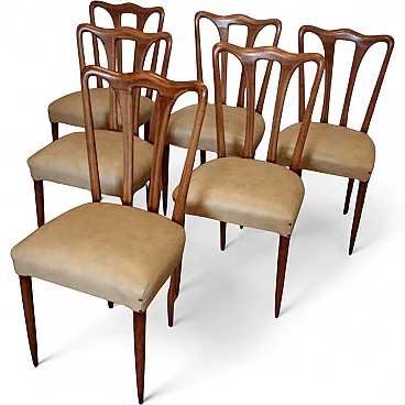 6 Mid-Century Modern chairs in white faux leather, 1960s