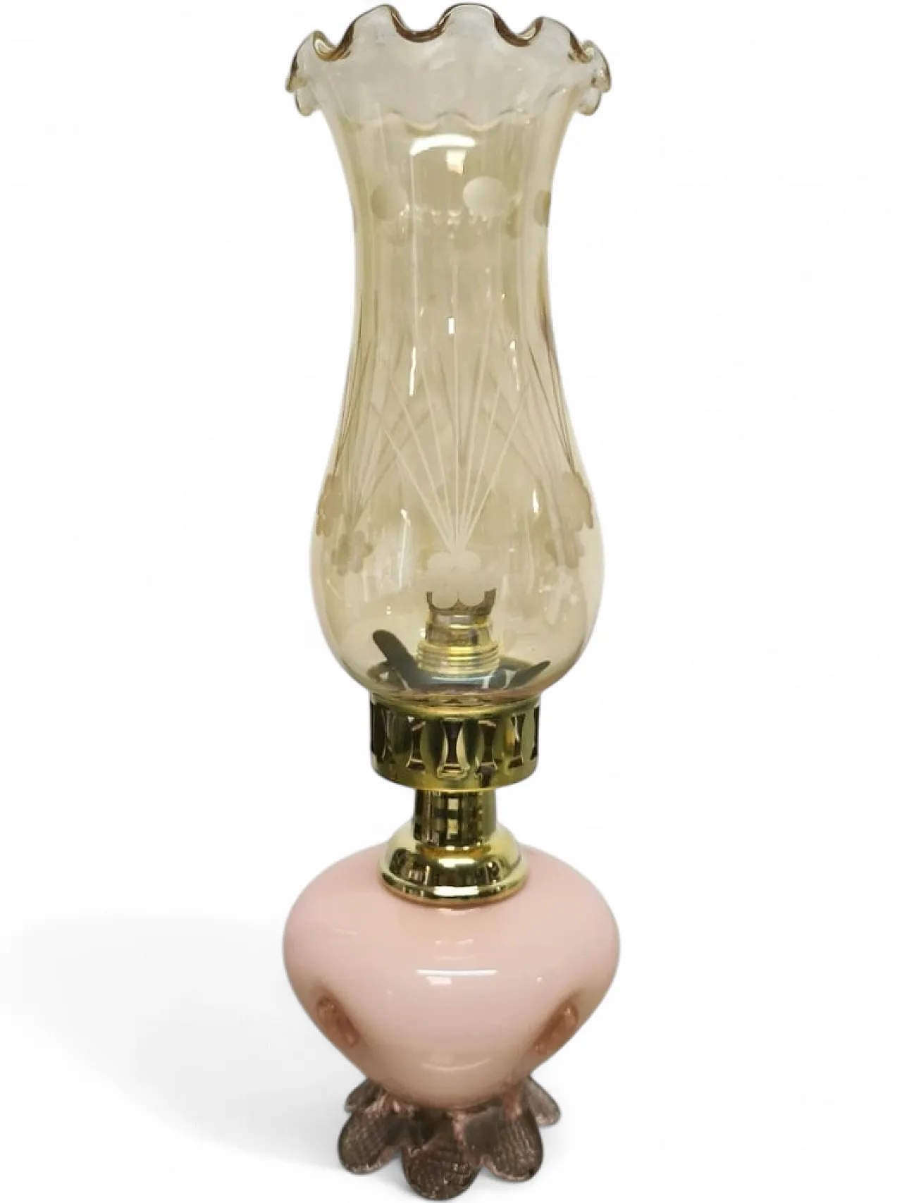 Lampada in vetro di Murano rosa con vetro ambrato, anni '50 11
