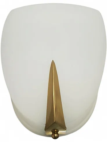 Lampada da parete razionalista in vetro bianco, anni '40
