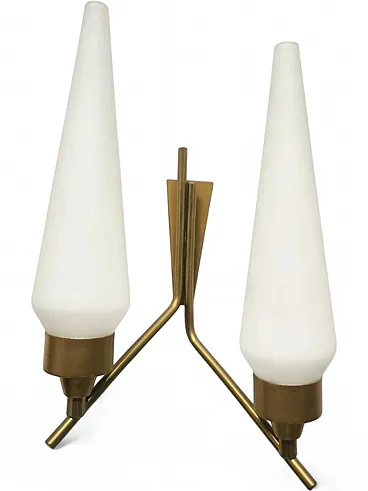 Lampada da parete in vetro opalino, anni '50