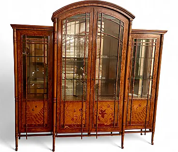 Carpanelli Design glass cabinet in briar wood, 1980s