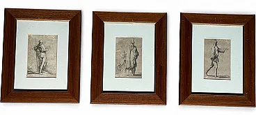 3 Figurine etchings by Salvator Rosa, 18th century
