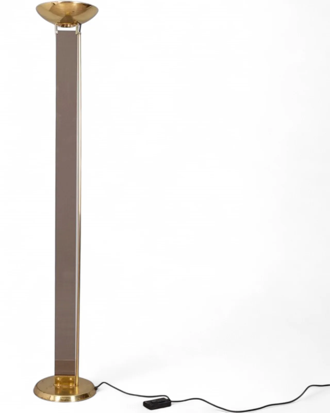 Lampada da terra in ottone dorato e vetro di Relux Milano, anni '80 12