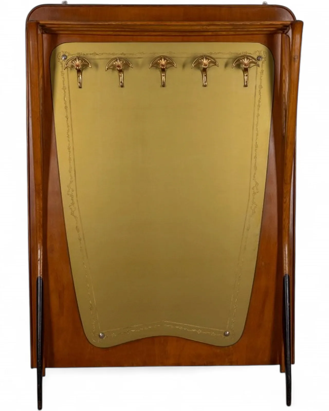 Wall coat rack in wood and decorated glass, 1950s 22