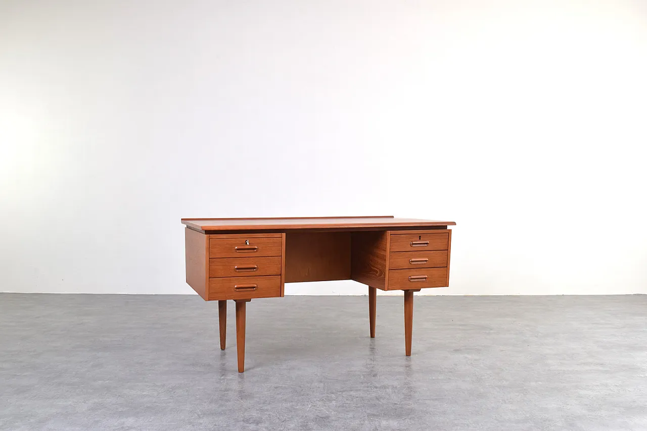 Mid-Century Danish Teak Executive Desk, 1960s 2