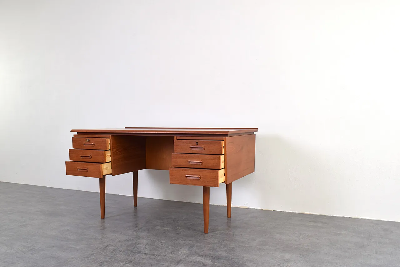 Mid-Century Danish Teak Executive Desk, 1960s 12