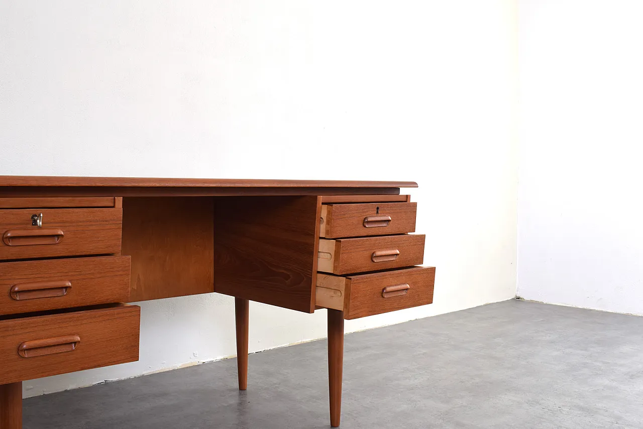 Mid-Century Danish Teak Executive Desk, 1960s 13