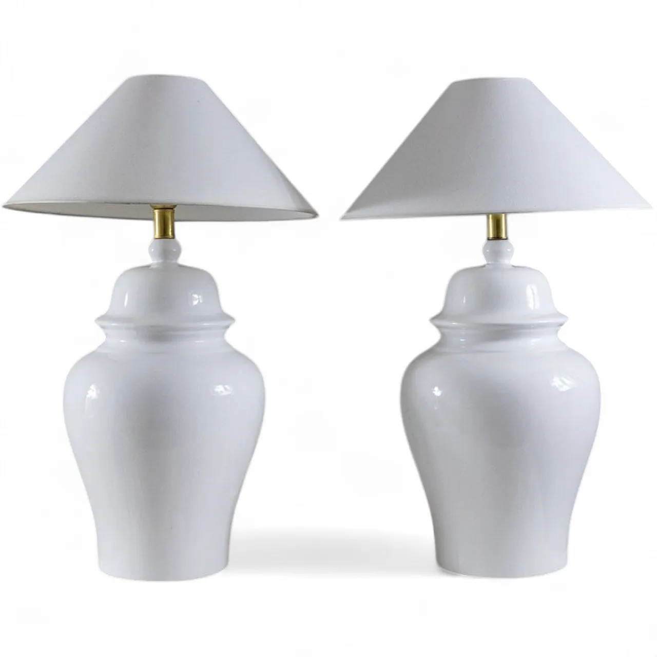 Pair of white table lamps by Tommaso Barbi, 1970s 8