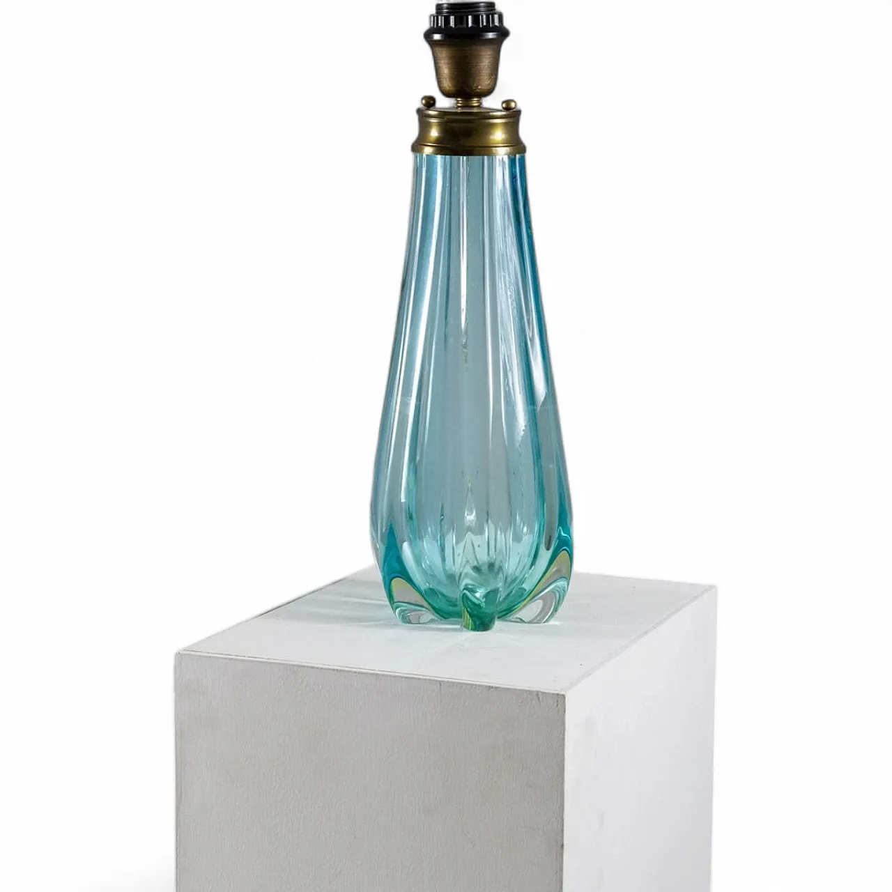 Turquoise glass table lamp from Seguso Vetri d'Arte, 1950s 8